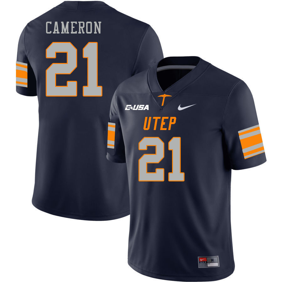 Men-Youth #21 Stefan Cameron UTEP Miners 2023 College Football Jerseys Stitched-Navy